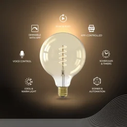 Calex Smart LED E27 7W G125 1800 - 3000 K Glødetråd 2-pak