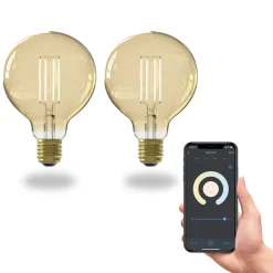 Calex Smart LED globepære E27 G95 7W CCT sett med 2 stk