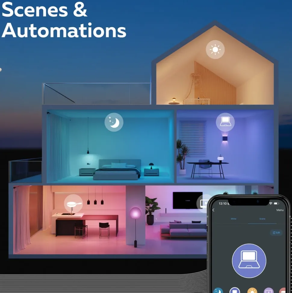 Calex Smart LED-pære E27 A60 9,4W CCT RGB sett med 2 stk