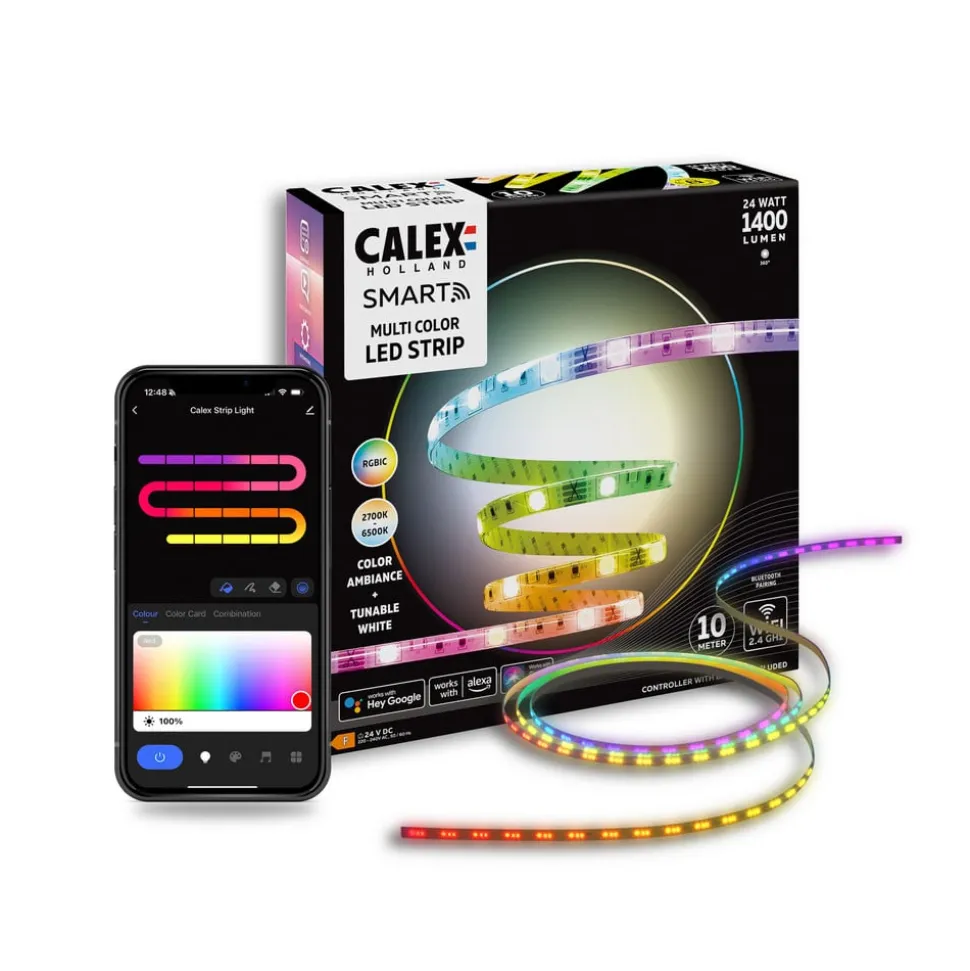 Calex Smart LED-stripe Striplight, lengde 10 m, CCT, RGB, WLAN