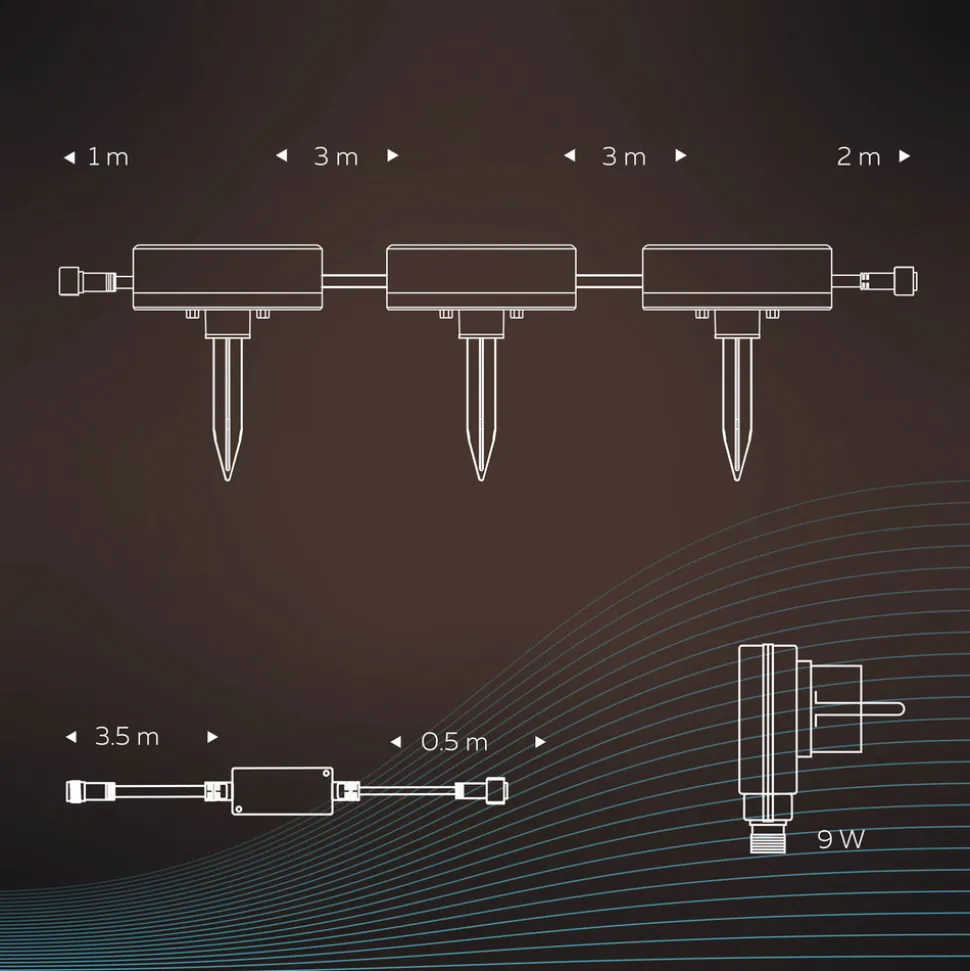 Calex Smart utendørs Ground Spot, CCT RGB 3 lyskilder.