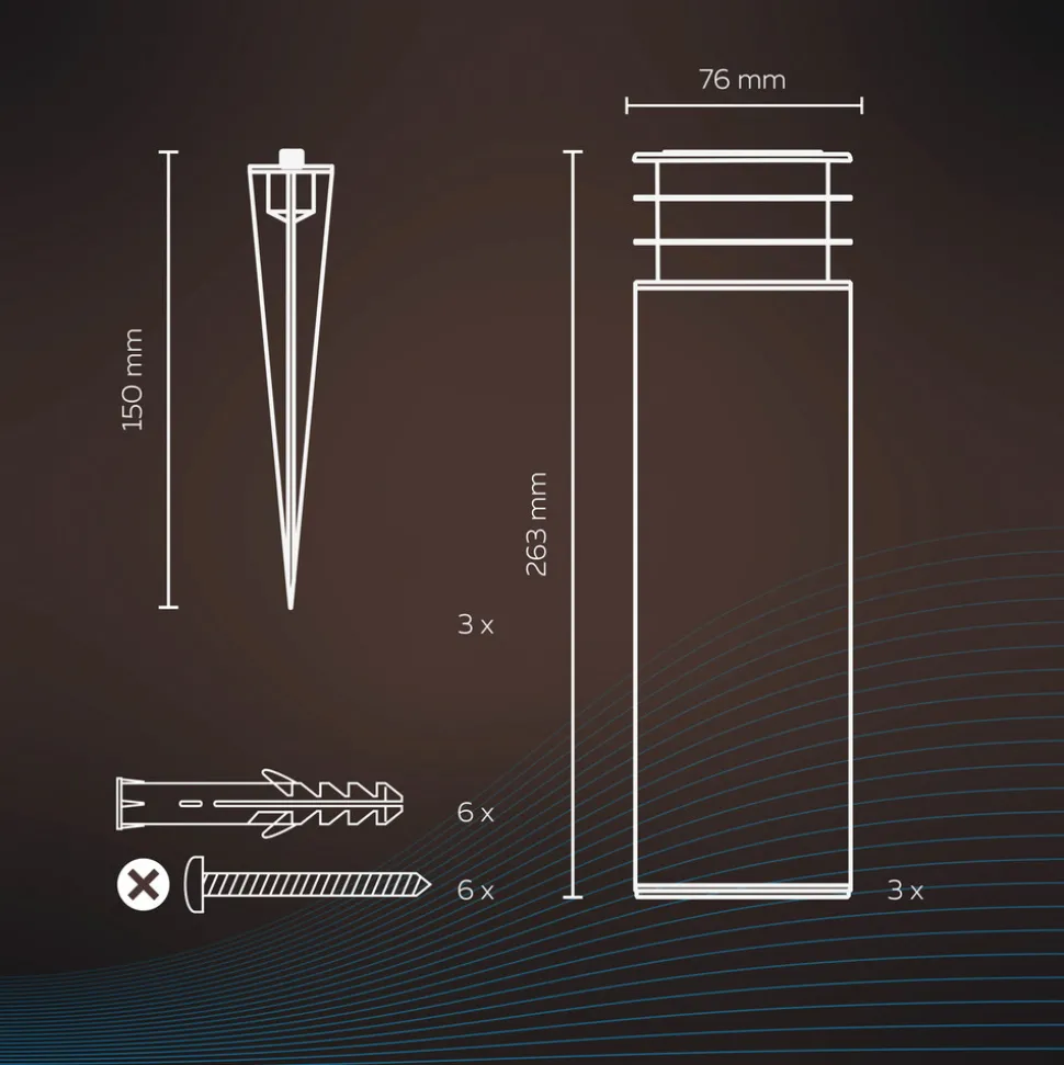 Calex Smart utendørs hagestolpe, RGBW, sett med 3 stk