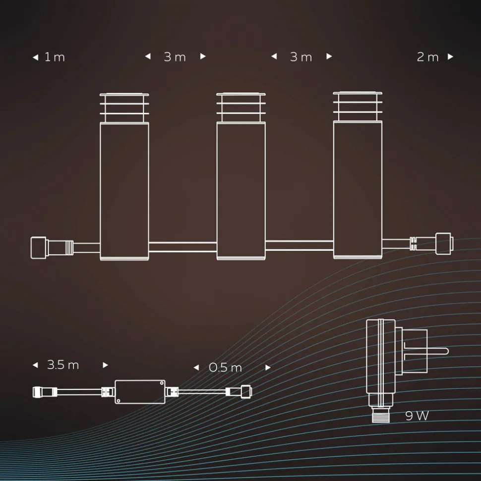 Calex Smart utendørs hagestolpe, RGBW, sett med 3 stk