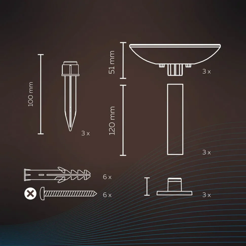Calex Smart utendørs stiklampe med jordspyd CCT RGB 3stk