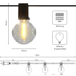 Calex Solar LED-lyslenke Vista, lengde 20 meter, IP44
