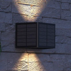 Calex Solar-LED-utendørs vegglampe Caserta, opp/ned, svart