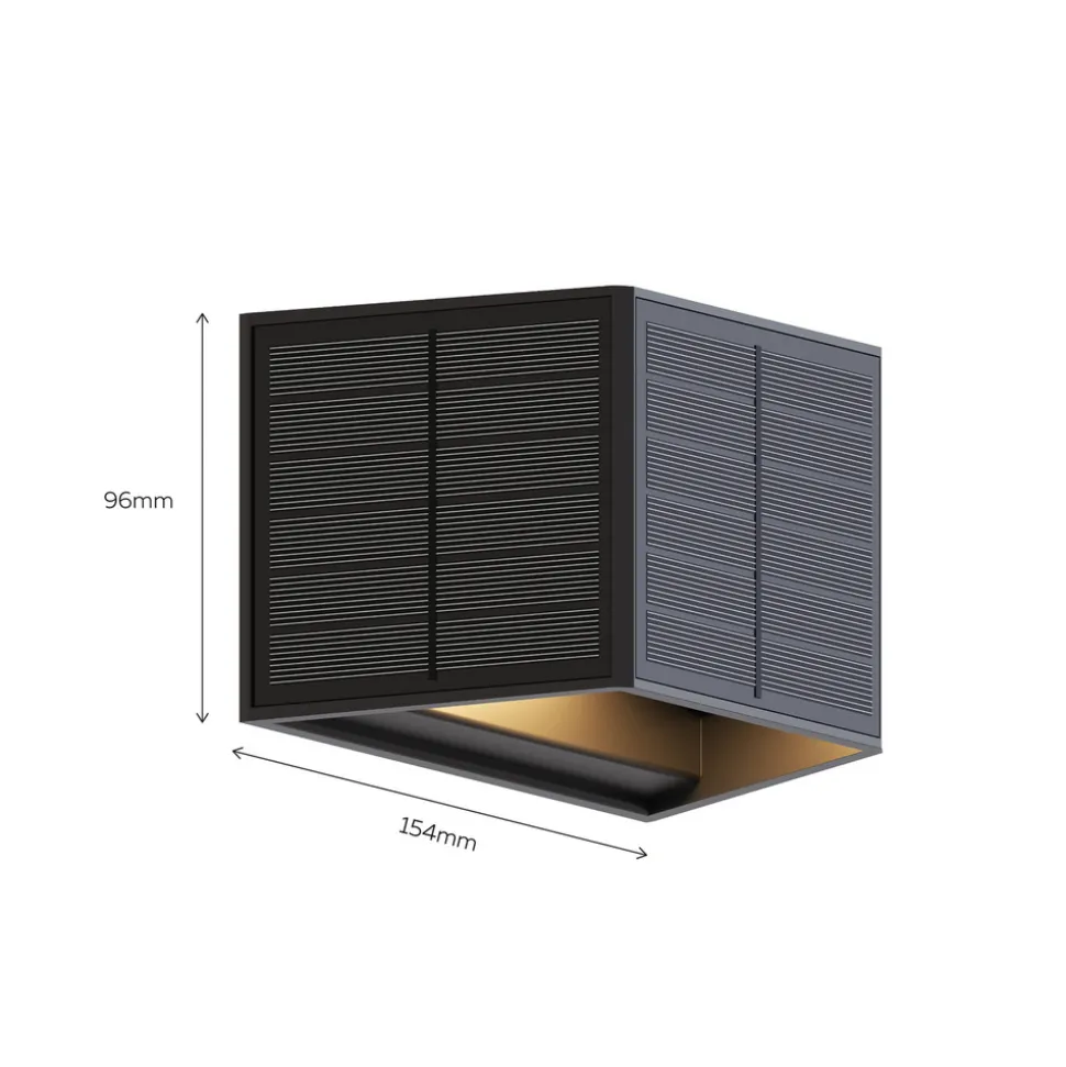 Calex Solar-LED-utendørs vegglampe Caserta, opp/ned, svart
