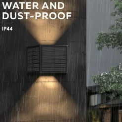 Calex Solar-LED-utendørs vegglampe Caserta, opp/ned, svart