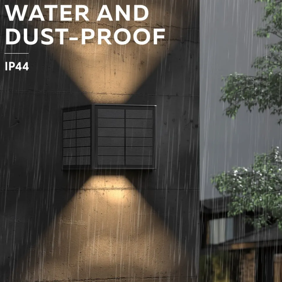 Calex Solar-LED-utendørs vegglampe Caserta, opp/ned, svart