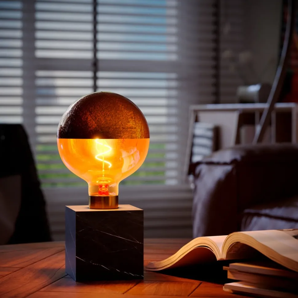 Calex Square Marble bordlampe, svart