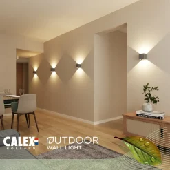 Calex utendørs LED-vegglampe Cube, opp/ned, høyde 10 cm, antrasitt