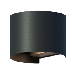 Calex utendørs LED-vegglampe oval, opp/ned, høyde 10 cm, svart