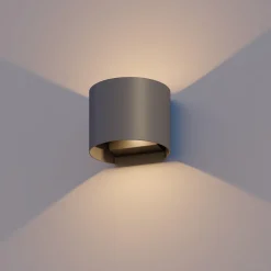 Calex utendørs LED-vegglampe oval, opp/ned, høyde 10 cm, antrasitt