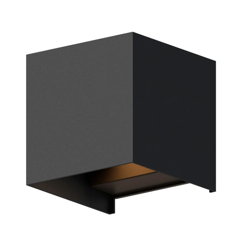 Calex utendørs LED-vegglampe Cube, opp/ned, høyde 10 cm, svart