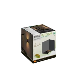 Calex utendørs LED-vegglampe Cube, opp/ned, høyde 10 cm, svart
