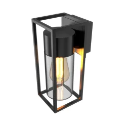 Calex utendørs vegglampe, bunnuttak, aluminium, svart