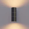 Calex utendørs vegglampe GU10 stål, opp/ned, 17 cm, svart