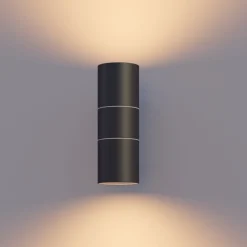 Calex utendørs vegglampe GU10 stål, opp/ned, 17 cm, svart