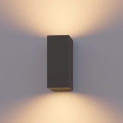 Calex utendørs vegglampe GU10, opp/ned, høyde 15 cm, antrasitt