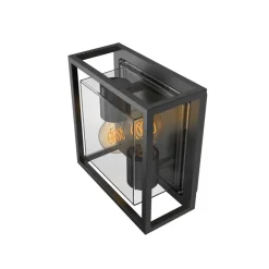 Calex utendørs vegglampe, 2-lys, topp/bunn, aluminium, svart