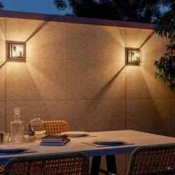 Calex utendørs vegglampe, 2-lys, topp/bunn, aluminium, svart