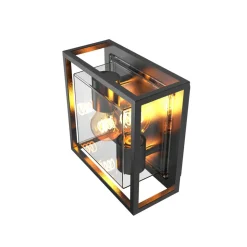 Calex utendørs vegglampe, 2-lys, topp/bunn, aluminium, svart