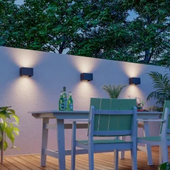 Calex utendørs vegglampe Rektangel opp/ned, høyde 10 cm, svart