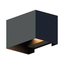 Calex utendørs vegglampe Rektangel opp/ned, høyde 10 cm, svart