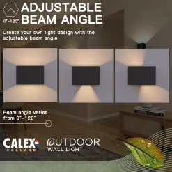 Calex utendørs vegglampe Rektangel opp/ned, høyde 10 cm, svart