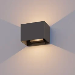 Calex utendørs vegglampe Rektangel opp/ned høyde 10cm antracit