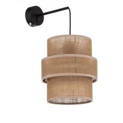 Calisto vegglampe, jute, naturbrun, bryter