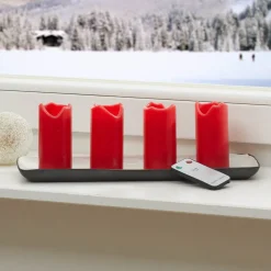Candle LED-lys i 4-er sett med fjernkontroll, rød
