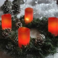 Candle LED-lys i 4-er sett med fjernkontroll, rød