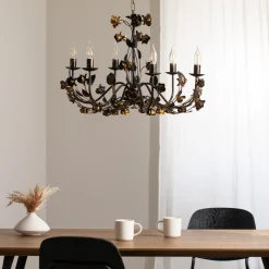 Carolina lysekrone, bronsefarget, 6 lyskilder, jern