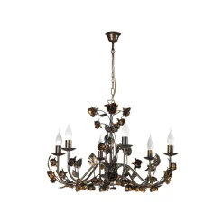 Carolina lysekrone, bronsefarget, 6 lyskilder, jern