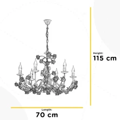 Carolina lysekrone, bronsefarget, 6 lyskilder, jern