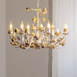 Carolina lysekrone, elfenbensfarget, 6 lyskilder, jern