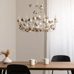 Carolina lysekrone, elfenbensfarget, 6 lyskilder, jern