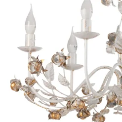 Carolina lysekrone, elfenbensfarget, 6 lyskilder, jern