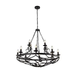 Cartwheel III lysekrone, 12 lyskilder, Ø 89 cm, svart, metall