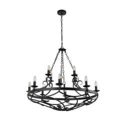 Cartwheel III lysekrone, 12 lyskilder, Ø 89 cm, svart, metall