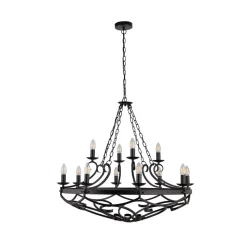 Cartwheel III lysekrone, 12 lyskilder, Ø 89 cm, svart, metall