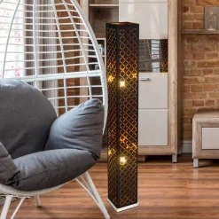 Clarke gulvlampe, svart/gull blad, høyde 118 cm, stoff