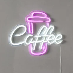 Coffee LED-vegglampe, rosa/hvit, pleksiglass, 40 x 30 cm USB