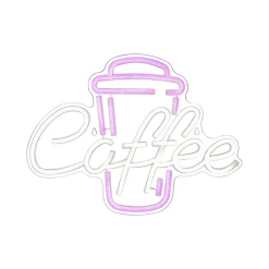 Coffee LED-vegglampe, rosa/hvit, pleksiglass, 40 x 30 cm USB