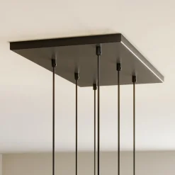 Cubus hengelampe, røykgrå, glass, 74 cm lang, 6 lyskilder