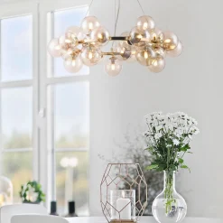 Dallas rund pendellampe, gull