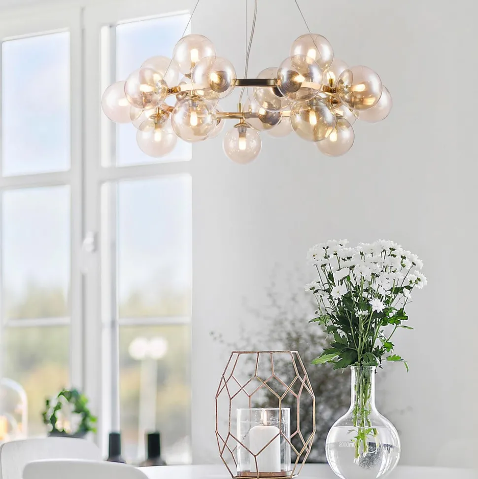 Dallas rund pendellampe, gull