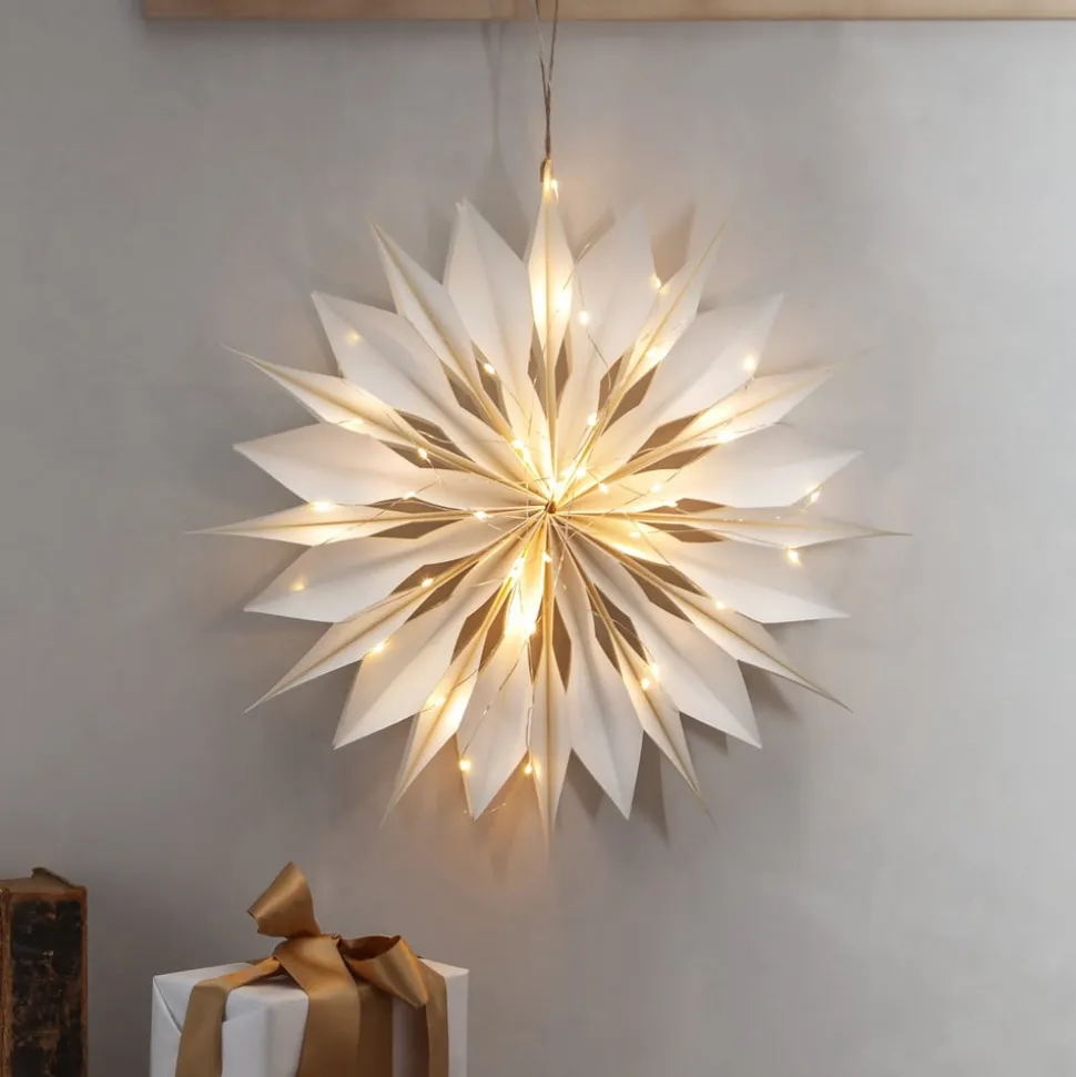 Dekostjerne Flinga papir hvit med magnet, batteri