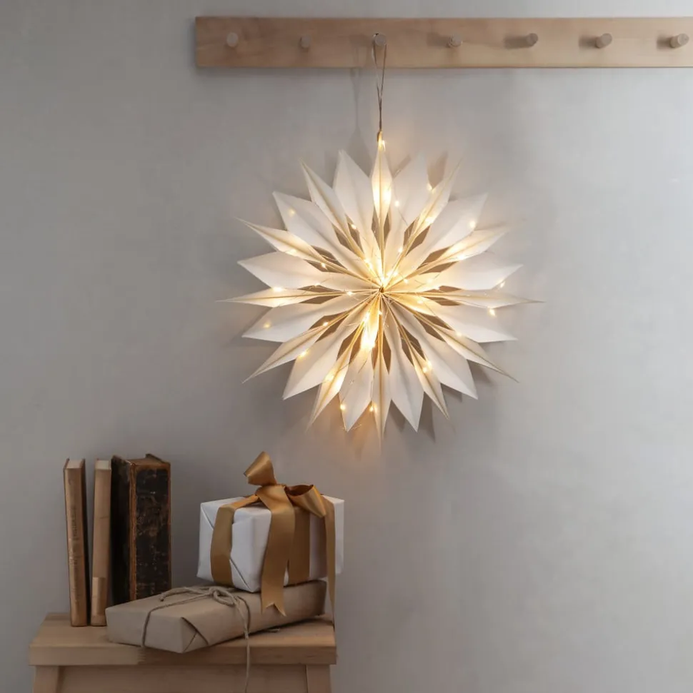 Dekostjerne Flinga papir hvit med magnet, batteri